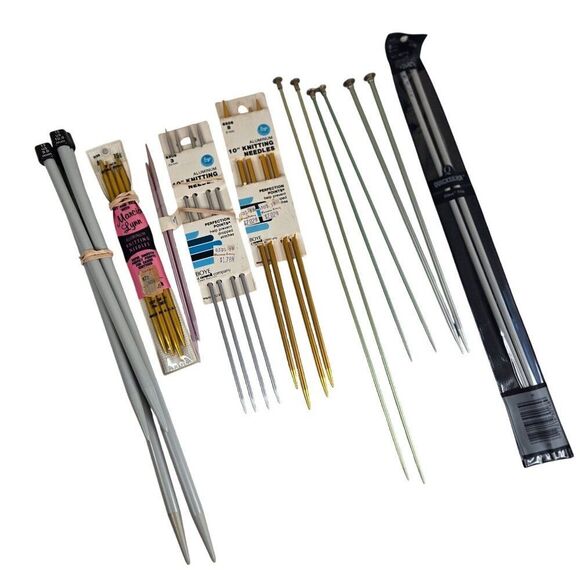 Vintage Aluminum Knitting Needles Lot Various Sizes Boye Marcia Lynn 7"-15" - Picture 1 of 11